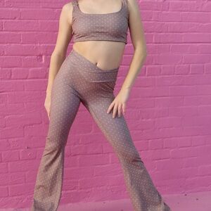 Altar'd State Brown Polka Dot Leggings and sports bra